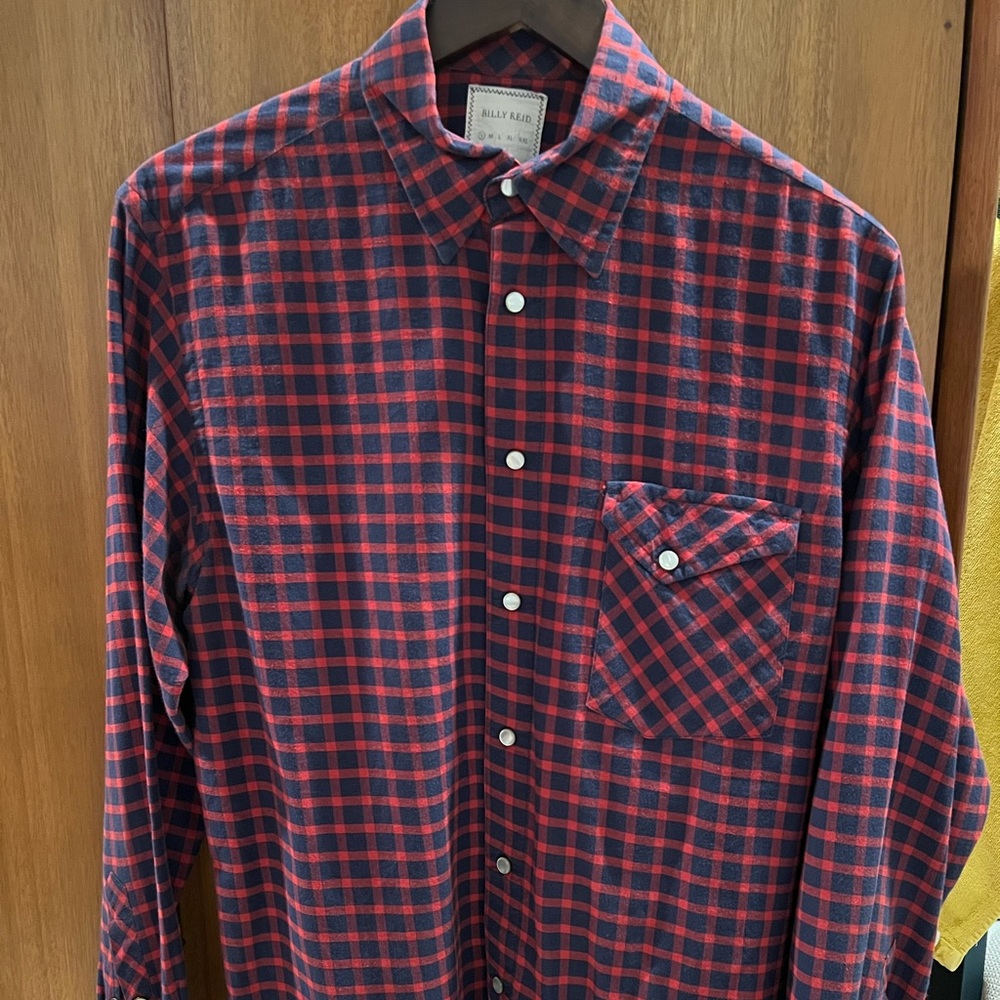 Billy Reid checkered button up flannel